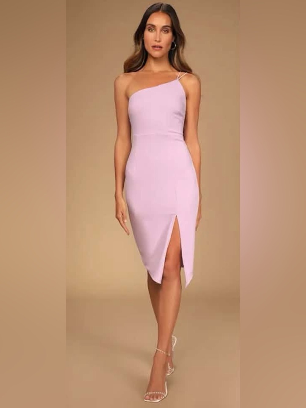 Lulu’s Happiest Hour Asymmetrical Bodycon Midi Dress